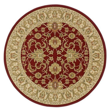 Kendra 45 M Traditional Persian Classic Floral Vine Bordered Durable Easy-Care Low Profile Short Pile Red Round Rug-Melrose-Rug Love - The Most Loved Rug Store